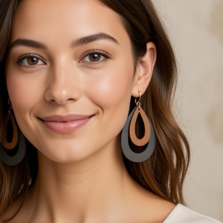 Brown And Tan Teardrop Earrings 8$